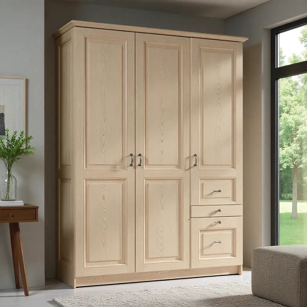 Moderne linnedgardin i naturlig beige